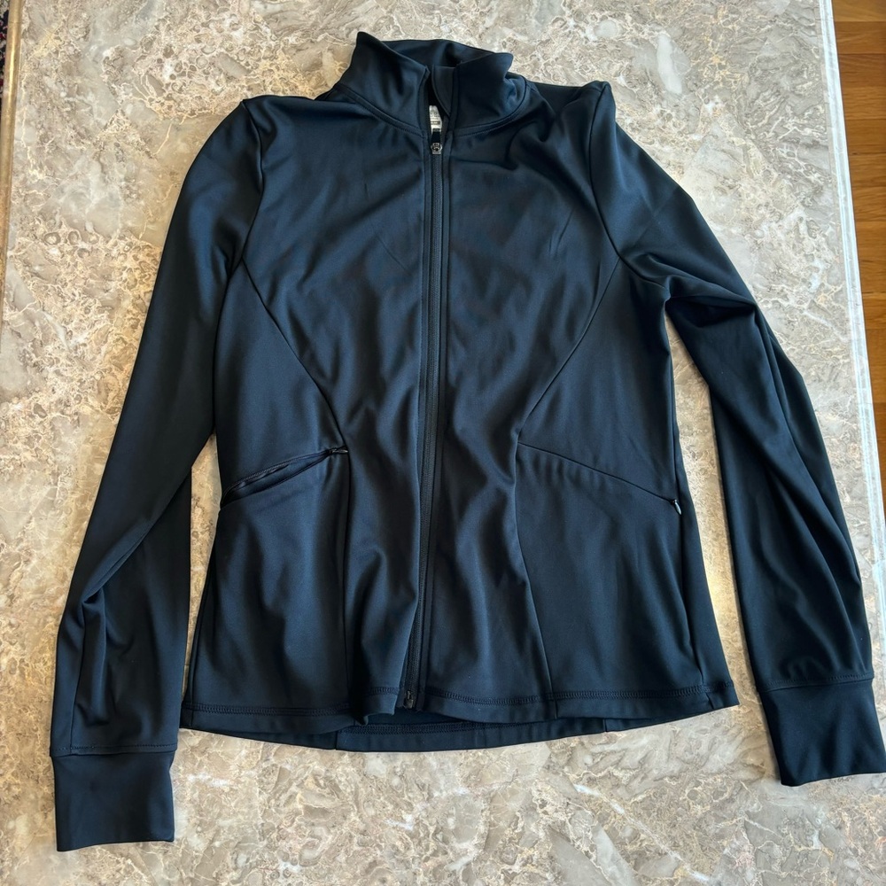 Laundry by Shelli Segal Black Athleisure Zip-Up Jacket (Medium)